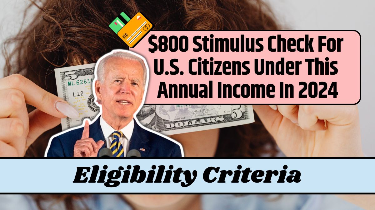 $800 Stimulus Check For U.S. Citizens Under This Annual Income In 2024