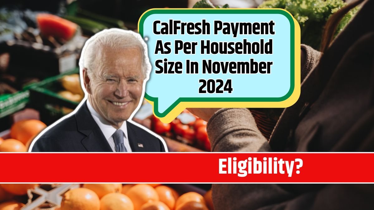 CalFresh Payment As Per Household Size In November 2024